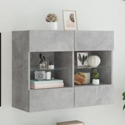 vidaXL Mueble TV de pared con luces LED gris hormigón 78,5x30x60,5 cm