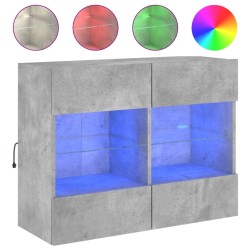 vidaXL Mueble TV de pared con luces LED gris hormigón 78,5x30x60,5 cm