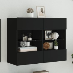 vidaXL Mueble de TV de pared con luces LED negro 78,5x30x60,5 cm