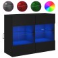 vidaXL Mueble de TV de pared con luces LED negro 78,5x30x60,5 cm