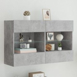vidaXL Mueble TV de pared con luces LED gris hormigón 98,5x30x60,5 cm