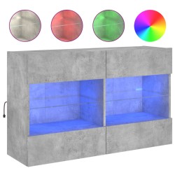 vidaXL Mueble TV de pared con luces LED gris hormigón 98,5x30x60,5 cm