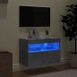 vidaXL Mueble de TV de pared con luces LED gris hormigón 60x30x40 cm
