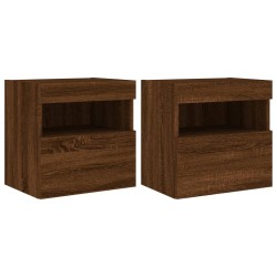 vidaXL Muebles TV de pared luces LED 2 uds roble marrón 40x30x40 cm