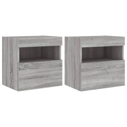vidaXL Muebles TV de pared luces LED 2 uds gris Sonoma 40x30x40 cm