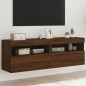 vidaXL Muebles TV de pared luces LED 2 uds roble marrón 60x30x40 cm