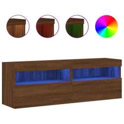 vidaXL Muebles TV de pared luces LED 2 uds roble marrón 60x30x40 cm