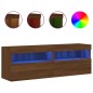 vidaXL Muebles TV de pared luces LED 2 uds roble marrón 60x30x40 cm