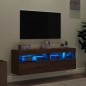 vidaXL Muebles TV de pared luces LED 2 uds roble marrón 60x30x40 cm