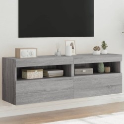 vidaXL Muebles TV de pared con luces LED 2 uds gris Sonoma 60x30x40 cm