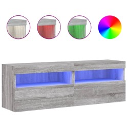 vidaXL Muebles TV de pared con luces LED 2 uds gris Sonoma 60x30x40 cm