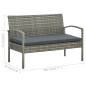 vidaXL Set de muebles de jardín 4 pzas y cojines ratán sintético gris vidaXL Set de muebles de jardín 4 pzas y cojines ratán sintético gris
