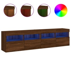 vidaXL Muebles TV de pared luces LED 2 uds roble marrón 80x30x40 cm
