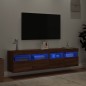 vidaXL Muebles TV de pared luces LED 2 uds roble marrón 80x30x40 cm vidaXL Muebles TV de pared luces LED 2 uds roble marrón 80x30x40 cm