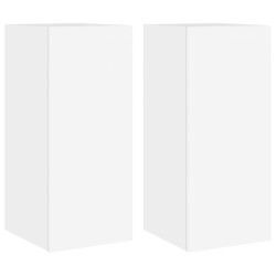 vidaXL Muebles de TV de pared con luces LED 2 uds blanco 30,5x35x70 cm