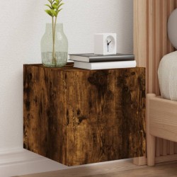 vidaXL Muebles TV de pared luces LED 2 uds roble ahumado 30,5x35x30 cm
