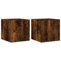 vidaXL Muebles TV de pared luces LED 2 uds roble ahumado 30,5x35x30 cm