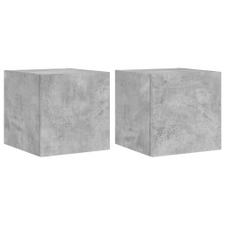 vidaXL Muebles TV de pared luces LED 2 uds gris hormigón 30,5x35x30 cm