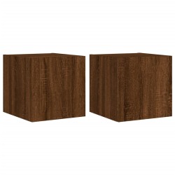 vidaXL Muebles TV de pared luces LED 2 uds roble marrón 30,5x35x30 cm
