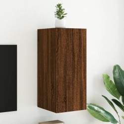 vidaXL Mueble de TV de pared con luces LED roble marrón 30,5x35x70 cm
