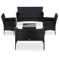 vidaXL Set muebles de jardín 5 piezas y cojines ratán sintético negro vidaXL Set muebles de jardín 5 piezas y cojines ratán sintético negro