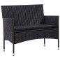 vidaXL Set muebles de jardín 5 piezas y cojines ratán sintético negro vidaXL Set muebles de jardín 5 piezas y cojines ratán sintético negro