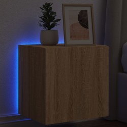 vidaXL Mueble de TV de pared con luces LED roble Sonoma 40,5x35x40 cm