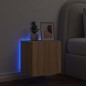 vidaXL Mueble de TV de pared con luces LED roble Sonoma 40,5x35x40 cm