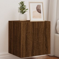 vidaXL Muebles TV de pared luces LED 2 uds marrón roble 40,5x35x40 cm