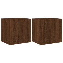 vidaXL Muebles TV de pared luces LED 2 uds marrón roble 40,5x35x40 cm