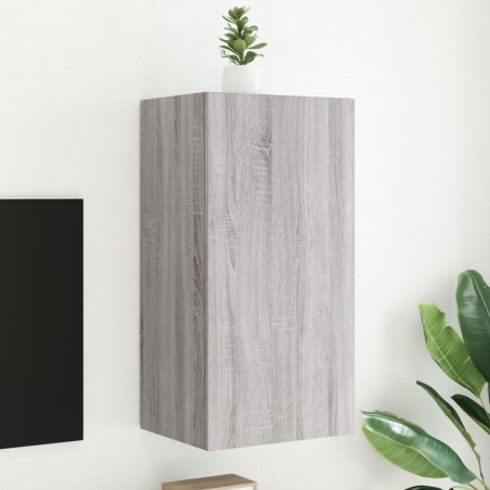 vidaXL Mueble de TV de pared con luces LED gris Sonoma 40,5x35x80 cm