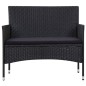 vidaXL Set muebles de jardín 5 piezas y cojines ratán sintético negro vidaXL Set muebles de jardín 5 piezas y cojines ratán sintético negro