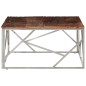 vidaXL Mesa de centro de acero inoxidable plateado y madera maciza vidaXL Mesa de centro de acero inoxidable plateado y madera maciza