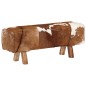 vidaXL Banco de cuero de cabra auténtico marrón y blanco 110x30x45 cm