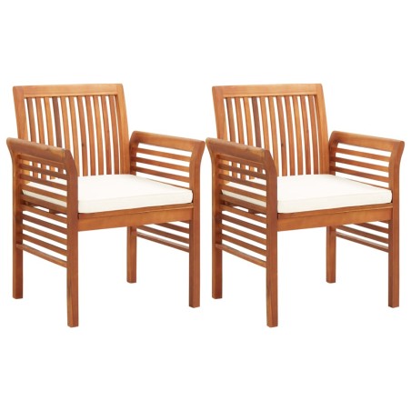 vidaXL Sillas de comedor jardín 2 uds con cojines madera maciza acacia