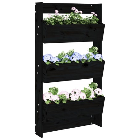 vidaXL Jardinera de pared 3 niveles madera pino negro 60x18,5x110 cm