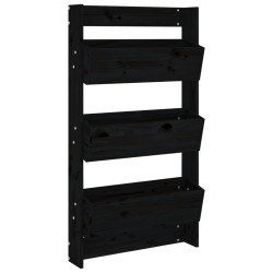 vidaXL Jardinera de pared 3 niveles madera pino negro 60x18,5x110 cm