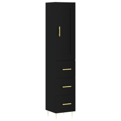 vidaXL Aparador de madera contrachapada negro 34,5x34x180 cm