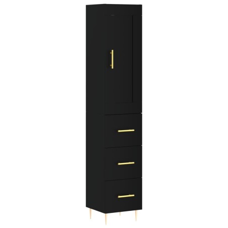 vidaXL Aparador de madera contrachapada negro 34,5x34x180 cm