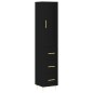 vidaXL Aparador de madera contrachapada negro 34,5x34x180 cm