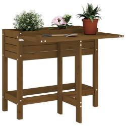 vidaXL Jardinera con tapa plegable madera maciza de pino marrón miel