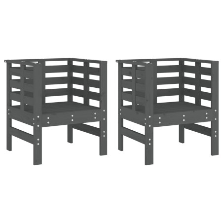 vidaXL Sillas de jardín 2 uds madera maciza pino gris 61,5x53x71 cm