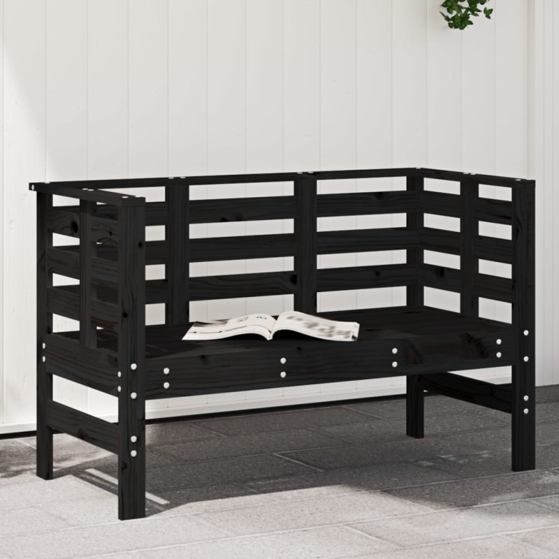 vidaXL Banco de jardín madera maciza de pino negro 111,5x53x71 cm vidaXL Banco de jardín madera maciza de pino negro 111,5x53x71 cm