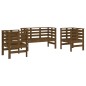 vidaXL Juego de muebles jardín 3 pzas madera maciza pino marrón miel vidaXL Juego de muebles jardín 3 pzas madera maciza pino marrón miel
