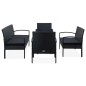 vidaXL Set muebles de jardín 5 piezas y cojines ratán sintético negro vidaXL Set muebles de jardín 5 piezas y cojines ratán sintético negro