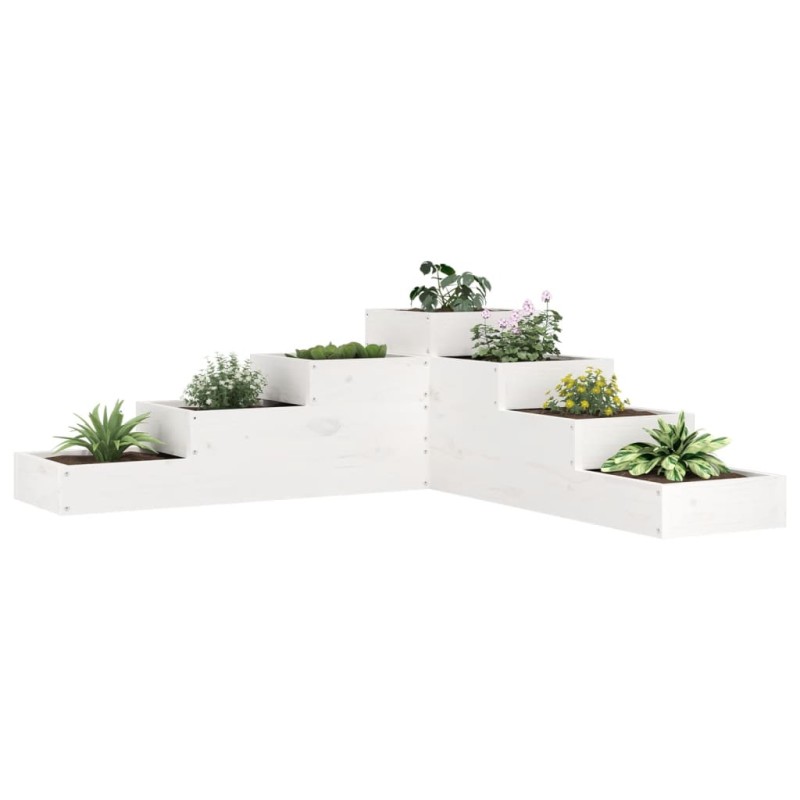 vidaXL Jardinera 4 niveles madera maciza pino blanca 106x104,5x36 cm vidaXL Jardinera 4 niveles madera maciza pino blanca 106x104,5x36 cm