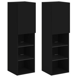 vidaXL Muebles de TV con luces LED 2 uds negro 30,5x30x102 cm