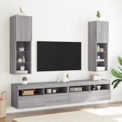 vidaXL Muebles de TV con luces LED 2 uds gris Sonoma 30,5x30x102 cm