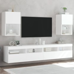 vidaXL Muebles de TV con luces LED 2 uds blanco 40,5x30x60 cm