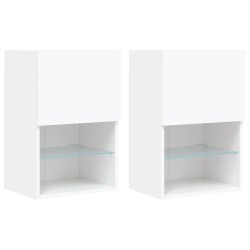 vidaXL Muebles de TV con luces LED 2 uds blanco 40,5x30x60 cm